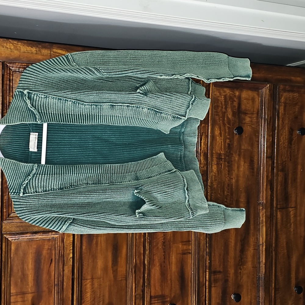 ZENANA Oversized Sweater Cardigan. Nwts Womens Sz Small. Hunter Green - Picture 2 of 8